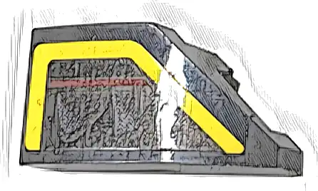 Wedge 2 x 1 x 2/3 Left with Taillight with Dark Red Line and Yellow Bent Stripe Pattern (Sticker) - Set 76907