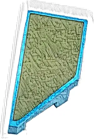 Wedge 2 x 1 x 2/3 Left with Olive Green Surface Pattern