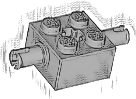 Brick, Modified 2 x 2 with Pins and Axle Hole
