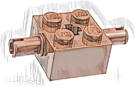 Brick, Modified 2 x 2 with Pins and Axle Hole
