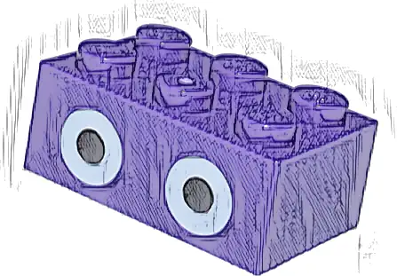 Brick 2 x 3 with Black and White Circular Eyes Pattern (Super Mario Nabbit)