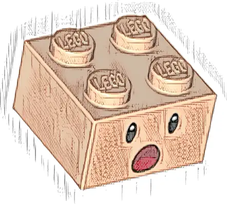 Brick 2 x 2 with Black Eyes, White Pupils, and Dark Red Open Mouth Surprised with Red Tongue Pattern (Super Mario Toad / Blue Toad / Purple Toad Face)