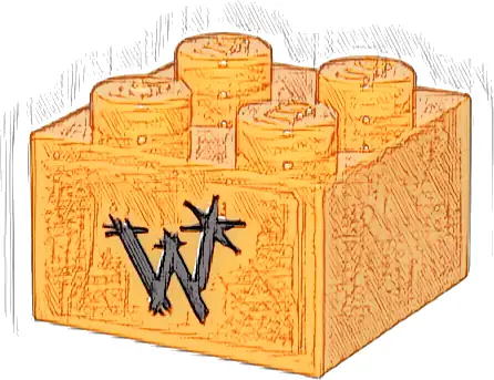 Brick 2 x 2 with Weasleys' Wizard Wheezes Logo Letter W and Star Pattern (Sticker) - Set 76437