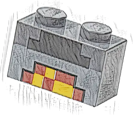 Brick 1 x 2 with Minecraft Pixelated Furnace Lit Pattern