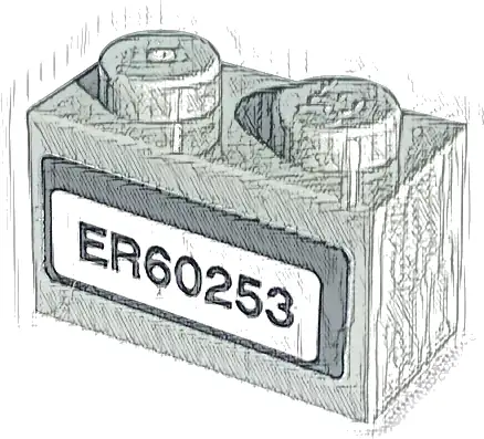 Brick 1 x 2 with 'ER60253' Pattern (Sticker) - Set 60253