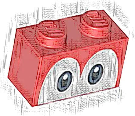 Brick 1 x 2 with Dark Blue and Black Eyes on White Background Pattern (Super Mario Yoshi)