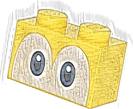 Brick 1 x 2 with Dark Blue and Black Eyes on White Background Pattern (Super Mario Yoshi)