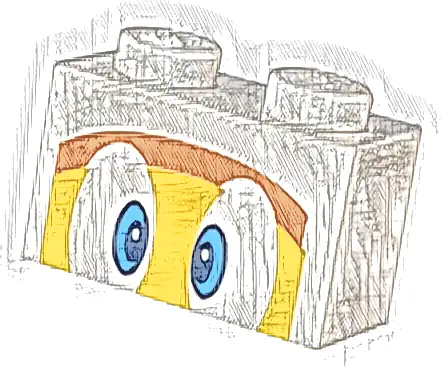 Brick 1 x 2 with Dark Azure and Dark Blue Eyes on Yellow and Medium Nougat Background Pattern (Super Mario Boomerang Bro / Fire Bro / Hammer Bro / Ice Bro)