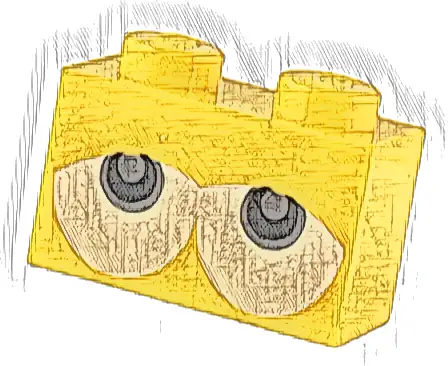 Brick 1 x 2 with Black and Dark Bluish Gray Eyes Partially Closed on White Background Pattern (Super Mario Baby Yoshi)