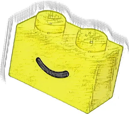 Brick 1 x 2 with Black Smile Curved Line Pattern