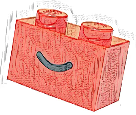 Brick 1 x 2 with Black Smile Curved Line Pattern