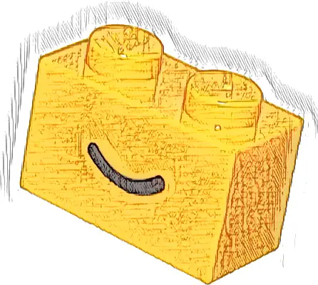 Brick 1 x 2 with Black Smile Curved Line Pattern