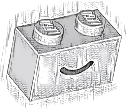 Brick 1 x 2 with Black Smile Curved Line Pattern