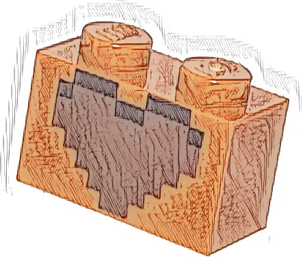 Brick 1 x 2 with Reddish Brown and Dark Brown Pixelated Heart Decorative Pot Pattern