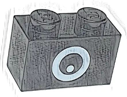 Brick 1 x 2 with White Circle and Dot Pattern (Super Mario Chain Chomp Eye)