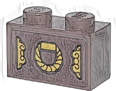 Brick 1 x 2 with Ornate Gold Clasps and Round Handle Pattern (Sticker) - Set 76780