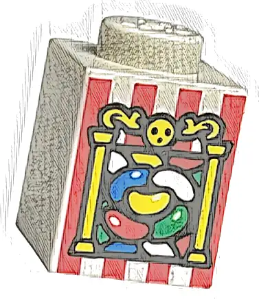 Brick 1 x 1 with Jelly Beans, Yellow Pillars, and Red Stripes Pattern (HP Bertie Bott's Beans)