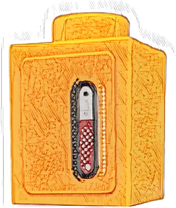 Brick 1 x 1 with Red and Silver Blinker Light with Black Outline Pattern Model Left Side (Sticker) - Set 76918