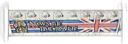 Brick 1 x 8 with White 'NOW'S THE TIME TO VISIT' on United Kingdom Flag (Union Jack) Pattern (Sticker) - Set 40220