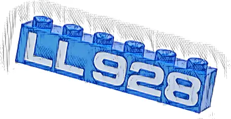 Brick 1 x 6 with White 'LL 928' Pattern