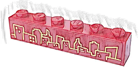 Brick 1 x 6 with Bright Light Yellow Skyline Pattern (Sticker) - Set 60407