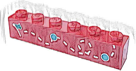 Brick 1 x 6 with Dark Turquoise Flag and Circles and White Dotted Line Pattern Model Left Side (Sticker) - Set 60407