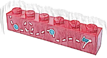 Brick 1 x 6 with Dark Turquoise Flag and Circles and White Dotted Line Pattern Model Right Side (Sticker) - Set 60407