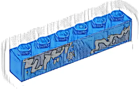 Brick 1 x 6 with Dark Blue and Dark Bluish Gray Corrosion / Rust and Scratch Mark Pattern Model Right Side (Sticker) - Set 77073