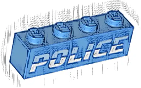 Brick 1 x 4 with Bright Light Blue and White 'POLICE' Pattern