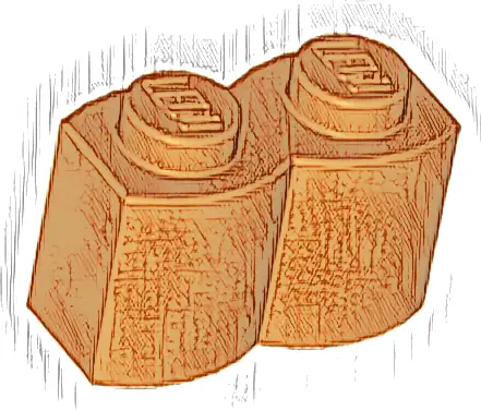 Brick, Modified 1 x 2 with Log Profile