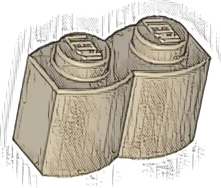 Brick, Modified 1 x 2 with Log Profile