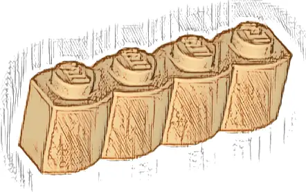 Brick, Modified 1 x 4 with Log Profile