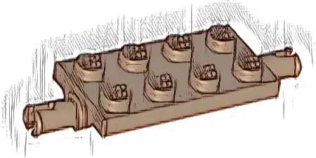 Plate, Modified 2 x 4 with Pins and Thin Angled Supports
