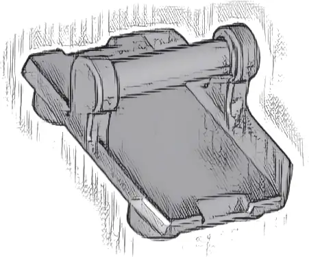 Plate, Modified 2 x 3 Inverted with 4 Studs and Bar Handle on Bottom (Rocker Plate)