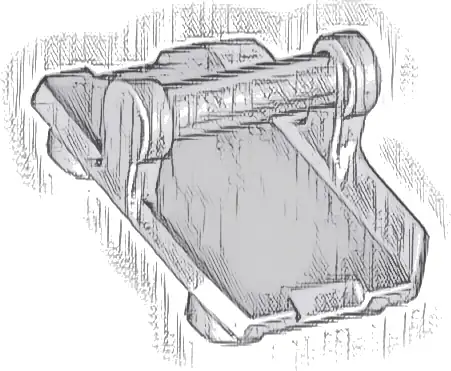 Plate, Modified 2 x 3 Inverted with 4 Studs and Bar Handle on Bottom (Rocker Plate)
