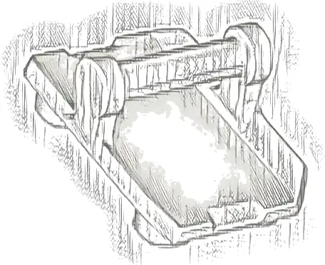Plate, Modified 2 x 3 Inverted with 4 Studs and Bar Handle on Bottom (Rocker Plate)