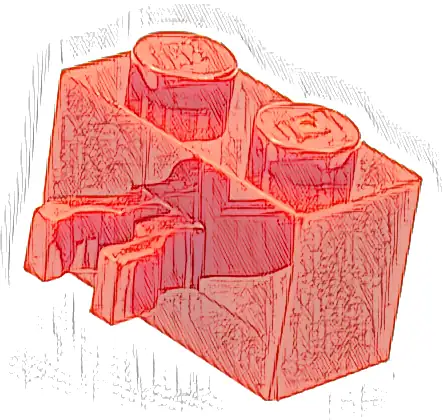 Brick, Modified 1 x 2 with Split U Clip Thick (Vertical Grip)