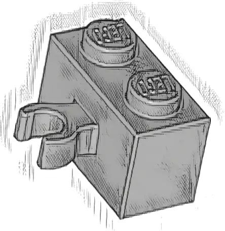 Brick, Modified 1 x 2 with Open O Clip Thick (Vertical Grip)