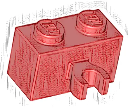 Brick, Modified 1 x 2 with Open O Clip Thick (Vertical Grip)