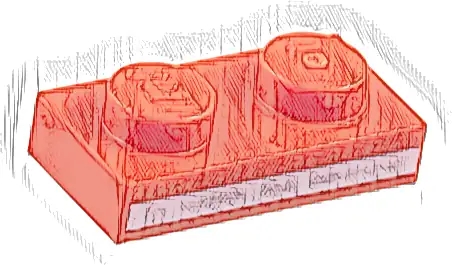 Plate 1 x 2 with White Stripe Pattern