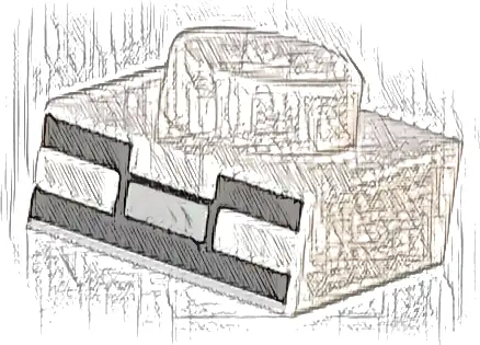 Plate 1 x 1 with Black and Light Bluish Gray Rectangles with Nose Outline Pattern (Minecraft Micromob Skeleton Face)