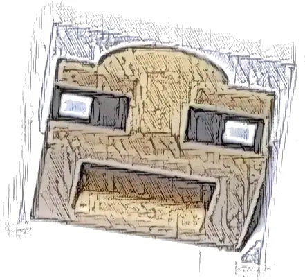 Plate 1 x 1 with White and Black Squares and Dark Tan Lines Pattern (Minecraft Shulker Eyes)