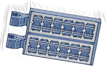 Tile, Modified 2 x 3 with 2 Clips with Solar Panels Pattern