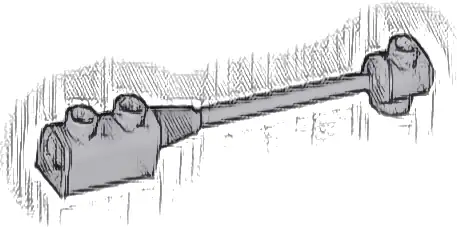 Bar 1 x 8 with Brick 1 x 2 Curved Top End (Axle Holder Inside Small End)