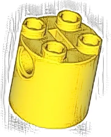 Brick, Round 2 x 2 x 2 Robot Body - with Bottom Axle Holder x Shape + Orientation
