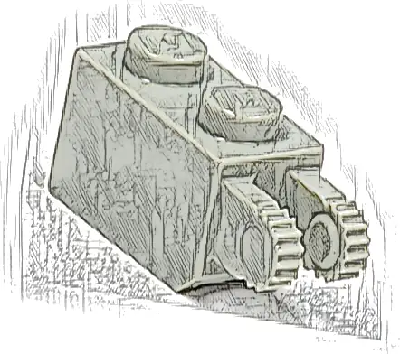 Hinge Brick 1 x 2 Locking with 2 Fingers Vertical End