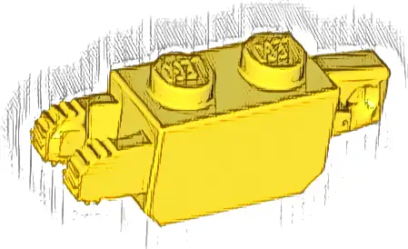 Hinge Brick 1 x 2 Locking with 1 Finger Vertical End and 2 Fingers Vertical End
