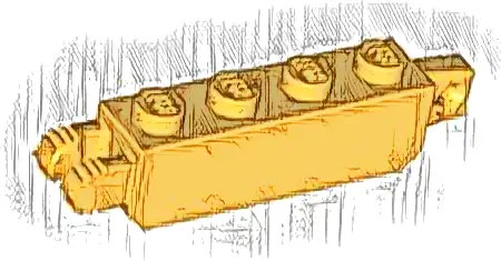 Hinge Brick 1 x 4 Locking with 1 Finger Vertical End and 2 Fingers Vertical End