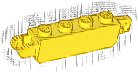 Hinge Brick 1 x 4 Locking with 1 Finger Vertical End and 2 Fingers Vertical End