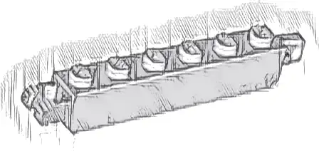 Hinge Brick 1 x 6 Locking with 1 Finger Vertical End and 2 Fingers Vertical End